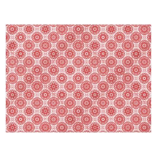 Cozy White en Red Winter Floral Kerstmis Tafelkleed (Voorkant (Horizontaal))