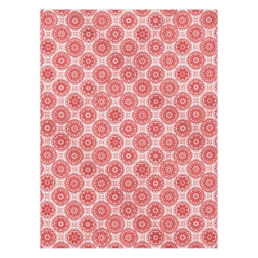 Cozy White en Red Winter Floral Kerstmis Tafelkleed (Voorkant)