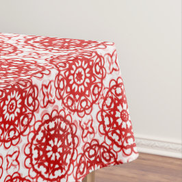 Cozy White en Red Winter Floral Kerstmis Tafelkleed