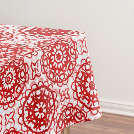 Cozy White en Red Winter Floral Kerstmis Tafelkleed (Voorbeeld)