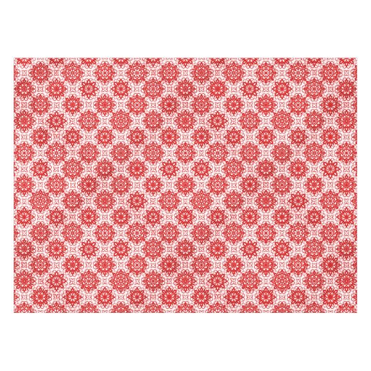 Cozy White en Red Winter Floral Kerstmis Tafelkleed (Voorkant (Horizontaal))