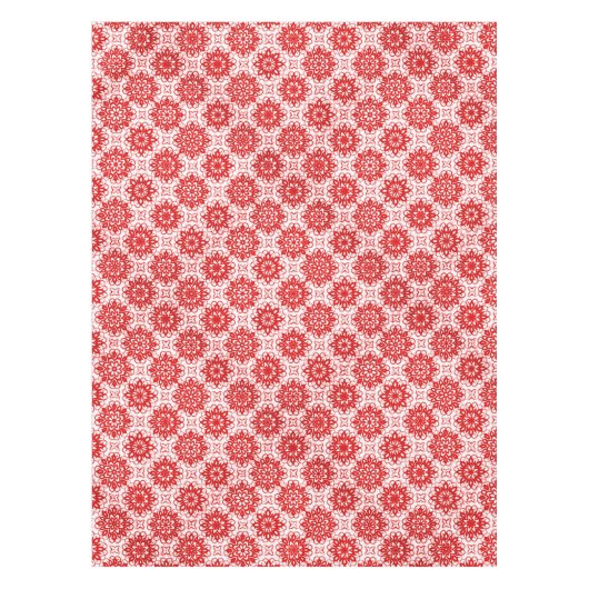 Cozy White en Red Winter Floral Kerstmis Tafelkleed (Voorkant)