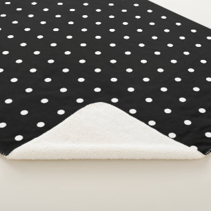 Cozy White Polka Dot Pattern op Black Sherpa Deken