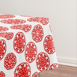 Cozy White & Red Winter Abstract kerstfeest Tafelkleed