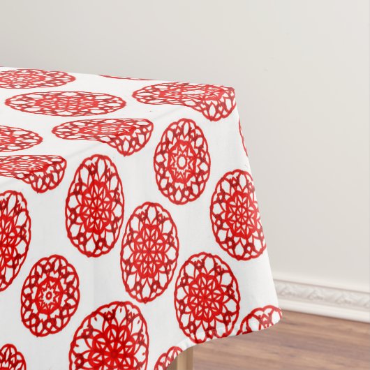 Cozy White & Red Winter Abstract kerstfeest Tafelkleed (Voorbeeld)