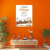 Cozy Winter Baby Shower Welcome Snowy Village Poster