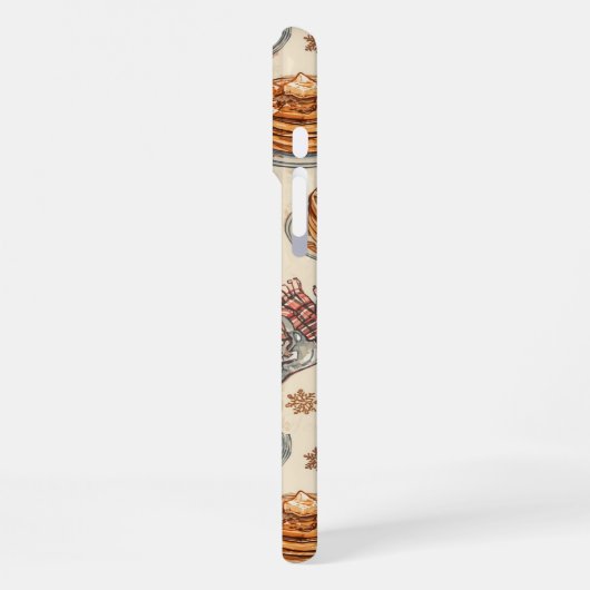 Cozy Winter Breakfast Pattern | Pancakes & Coffee iPhone Hoesje (Linkerkant)