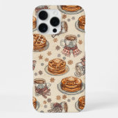 Cozy Winter Breakfast Pattern | Pancakes & Coffee iPhone Hoesje (Achterkant)