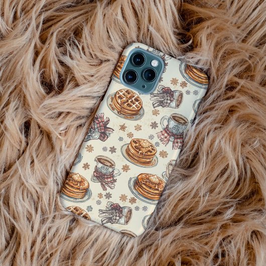 Cozy Winter Breakfast Pattern | Pancakes & Coffee iPhone Hoesje