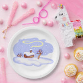 Cozy Winter Cabin in Snow Frosty Landscape Papieren Bordje (Feest)