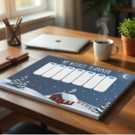 Cozy Winter Cabin Notepad | Snowy Night Stationery Notitieblok