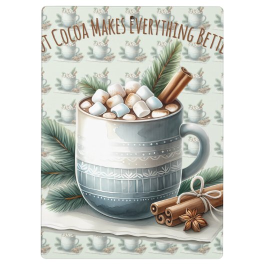 Cozy Winter Cocoa Marshmallow Mug Scene Klembord (Achterkant)