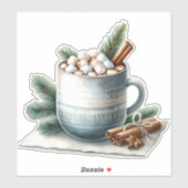Cozy Winter Cocoa Marshmallow Mug Scene Sticker (Vel)