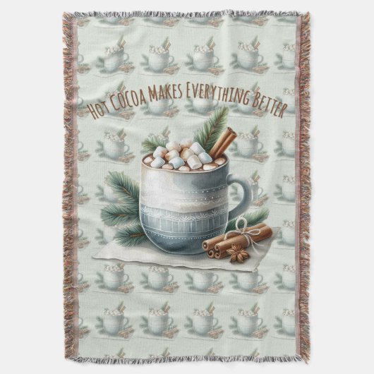 Cozy Winter Cocoa Marshmallow Scene Deken (Voorkant Verticaal)