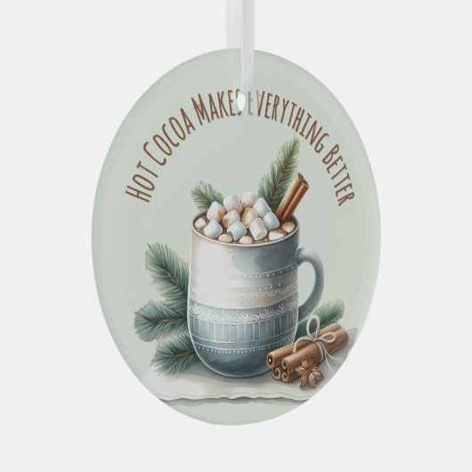 Cozy Winter Cocoa Marshmallow Scene Glas Ornament (Voorkant Rechts)
