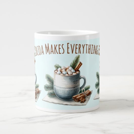 Cozy Winter Cocoa Marshmallow Scene Grote Koffiekop (Voorkant)