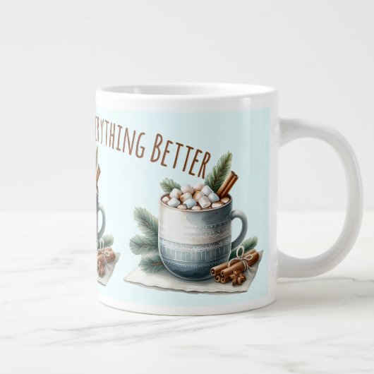 Cozy Winter Cocoa Marshmallow Scene Grote Koffiekop (Rechts)