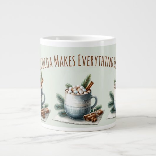 Cozy Winter Cocoa Marshmallow Scene Grote Koffiekop (Voorkant)