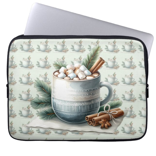 Cozy Winter Cocoa Marshmallow Scene Laptop Sleeve (Voorkant)