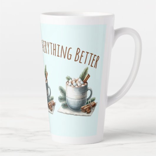 Cozy Winter Cocoa Marshmallow Scene Latte Mok (Rechts)