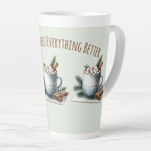 Cozy Winter Cocoa Marshmallow Scene Latte Mok (Rechterhoek)