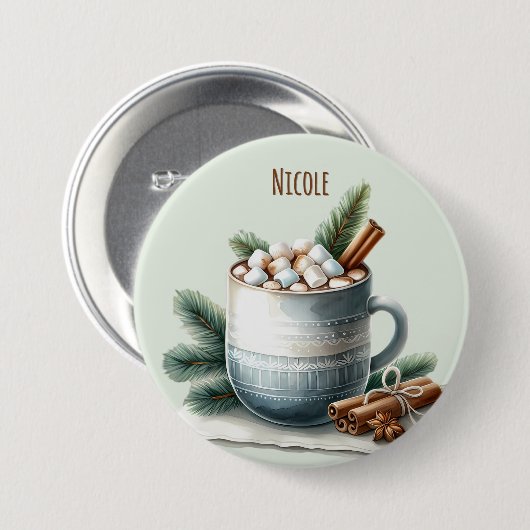 Cozy Winter Cocoa Marshmallow Scene Ronde Button 7,6 Cm (Voorkant /achterkant)