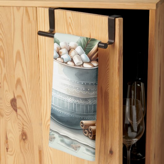 Cozy Winter Cocoa Marshmallow Scene Theedoek (Derde Gevouwen)