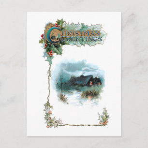 Cozy Winter Cottage en  kerstgraten Briefkaart