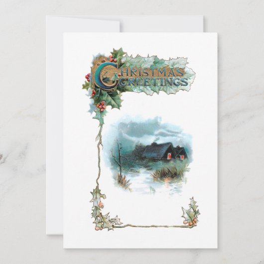 Cozy Winter Cottage en kerstgraten Feestdagenkaart (Voorkant)