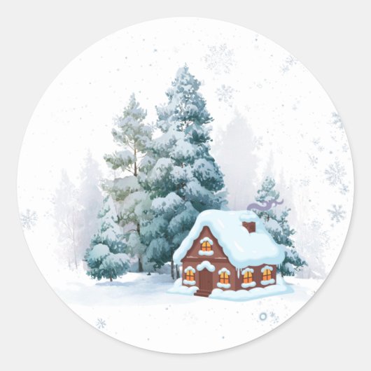 Cozy Winter Cottage Sticker (Voorkant)