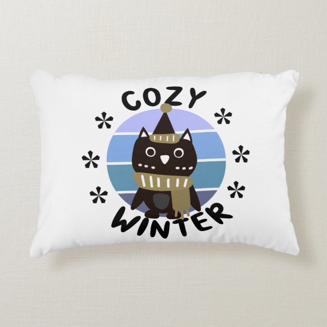 Cozy Winter, Cute Owl Accent Kussen (Voorkant)
