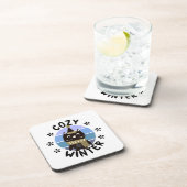 Cozy Winter, Cute Owl Bier Onderzetter (Rechterzijde)