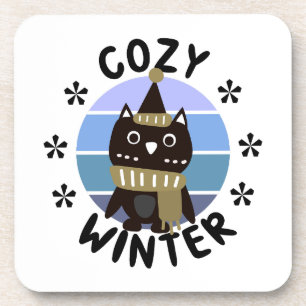 Cozy Winter, Cute Owl Bier Onderzetter