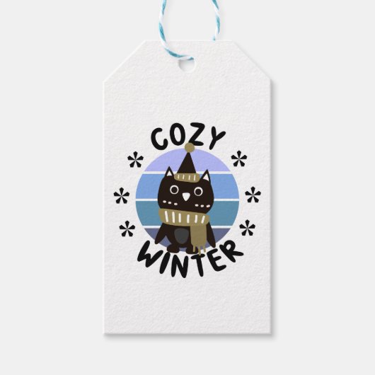 Cozy Winter, Cute Owl Cadeaulabel (Voorkant)