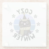 Cozy Winter, Cute Owl Glazen Onderzetter (Achterkant)