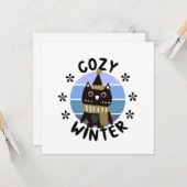 Cozy Winter, Cute Owl Kaart (Voorkant / Achterkant in situ)