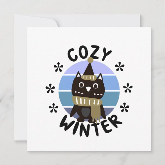 Cozy Winter, Cute Owl Kaart (Voorkant)