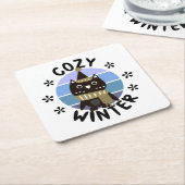 Cozy Winter, Cute Owl Kartonnen Onderzetters (Schuin)