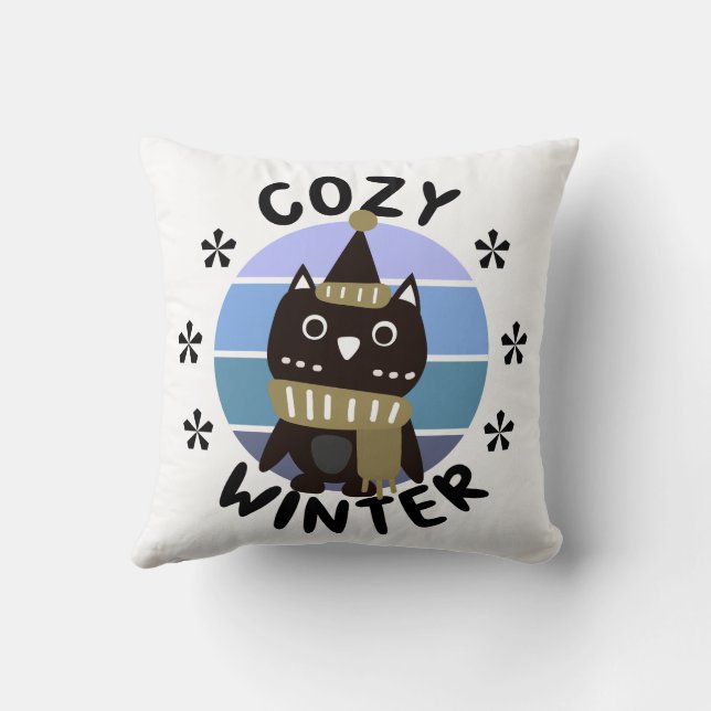 Cozy Winter, Cute Owl Kussen (Achterkant)