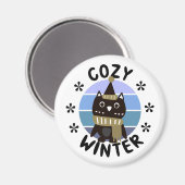 Cozy Winter, Cute Owl Magneet (Voorkant / Achterkant)