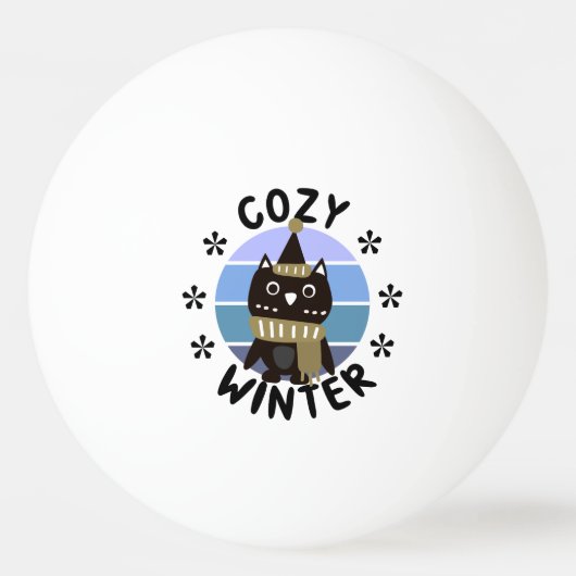 Cozy Winter, Cute Owl Pingpongbal (Voorkant)