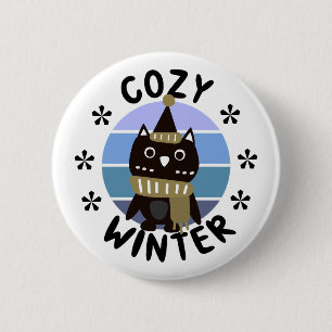 Cozy Winter, Cute Owl Ronde Button 5,7 Cm