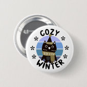 Cozy Winter, Cute Owl Ronde Button 5,7 Cm (Voorkant /achterkant)