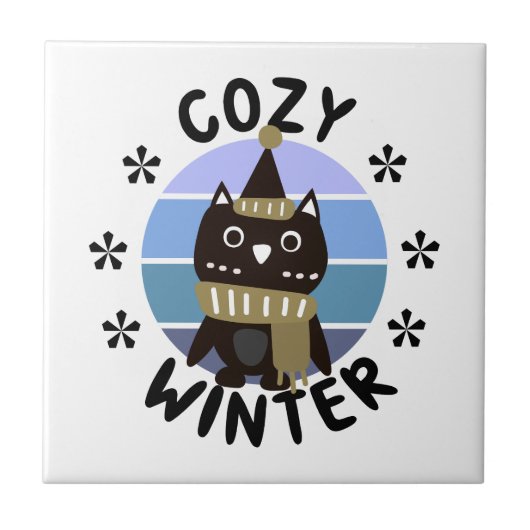 Cozy Winter, Cute Owl Tegeltje (Voorkant)