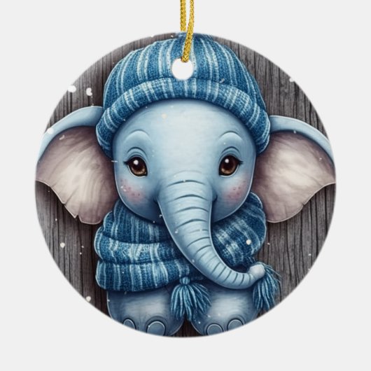 Cozy Winter Elephant Ornament (Voorkant)
