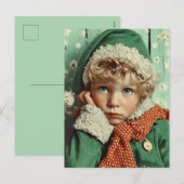 Cozy Winter Elf Child Portrait Feestdagenkaart (Voorkant / Achterkant)
