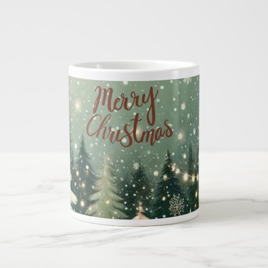 Cozy Winter Forest "Merry Christmas" Mug Grote Koffiekop (Voorkant)