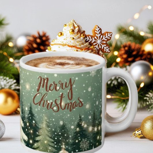 Cozy Winter Forest "Merry Christmas" Mug Grote Koffiekop