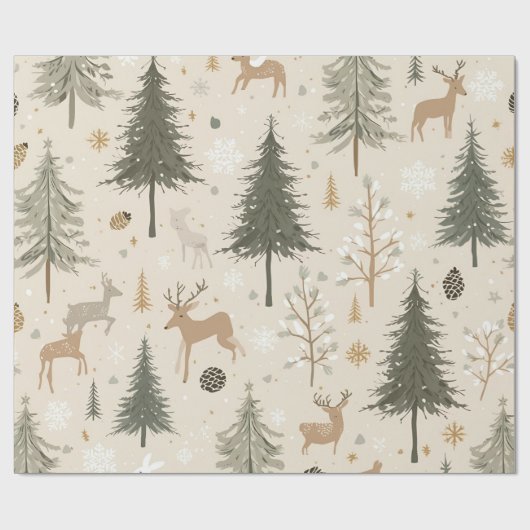 Cozy Winter Forest Pattern Cadeaupapier (Vlak)