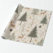 Cozy Winter Forest Pattern Cadeaupapier (Uitgerold)